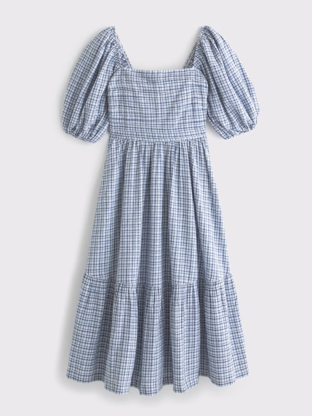 Abercrombie & Fitch Emerson Plaid Puff-Sleeve Midi Dress - Picture 4 of 4